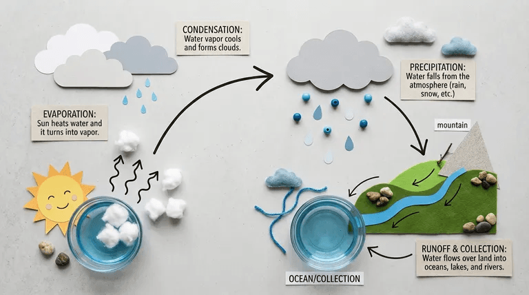 DIY water cycle explainer generated with Nano Banana 2
